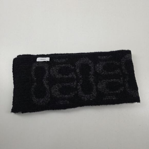 Coach Scarf Womens Black Gray Wool Blend Signature C Pattern Soft Winter Warm - Picture 1 of 9